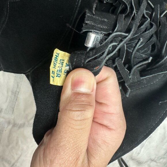 Black Fringe Leather Chaps - Picture 4 of 8